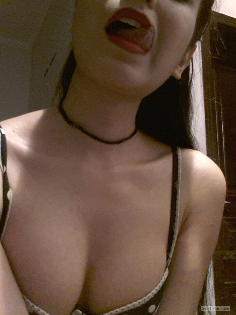 Tit Flash: Wife's Small Tits (Selfie) - Sexy Wife from United Kingdom